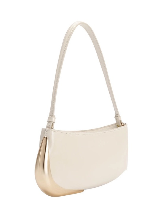 Melie Bianco Cream Shoulder Bag with Gold Accent